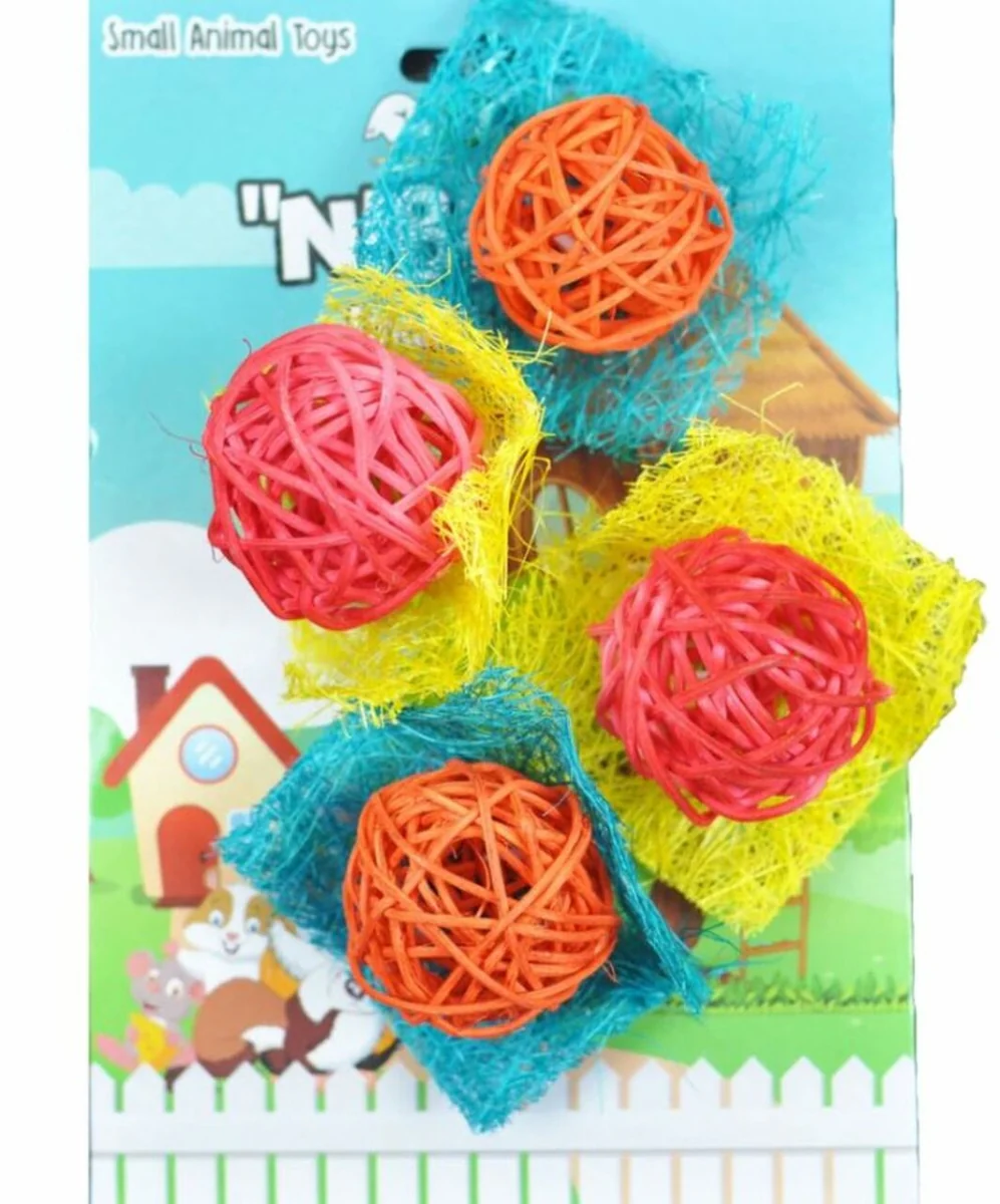 A&E Cage Co Nibbles Bon Bon Loofah Chew Toys Assorted Colors - Image 1