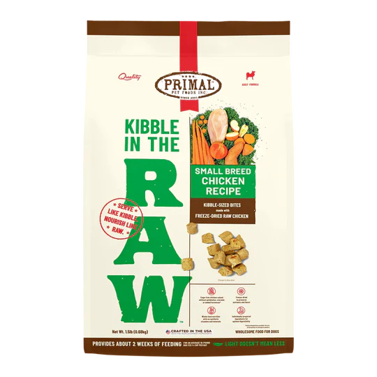 Primal Kibble in the Raw Freeze Dried Small Breed Dog Food Chicken Formula, 4lb Bag - Image 1