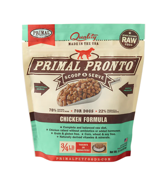 Primal Pet Foods Canine Chicken Pronto Formula Dog Food, 0.75 Lb, Zip-seal - Image 1