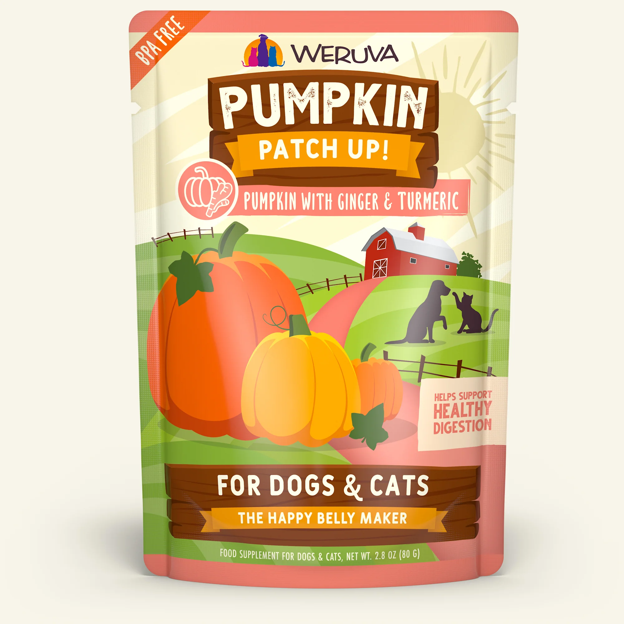 Weruva Pumpkin Patch up! Food Suppliment for dogs and cats 2.8 oz Pouch Pumpkin with Ginger & Turmeric - Image 1