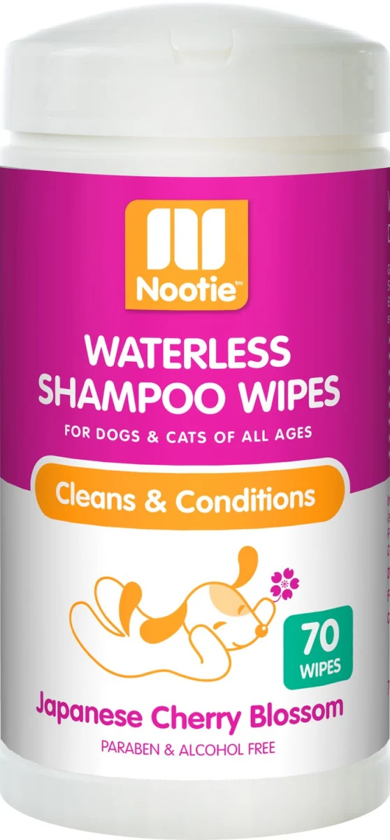 Nootie Waterless Shampoo Dog Wipes Cherry Blossom 70ct - Image 1