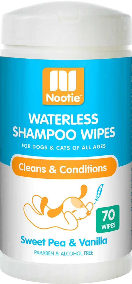 Nootie Waterless Shampoo Dog Wipes Sweet Pea Vanilla 70ct - Image 1
