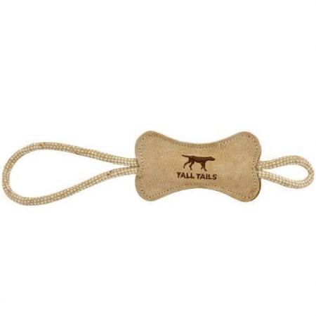 Tall Tails 88215939 Leather Dog Bone Tug Toy  Natural - 12 in. - Image 1