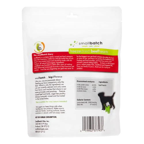 Small Batch Beef Hearts Freeze Dried Dog Treats, 3.5oz - Image 1