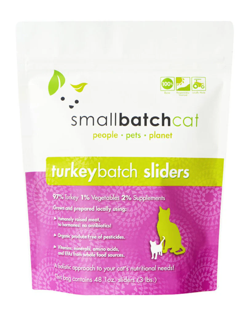 Small Batch 3lb Frozen Turkey Sliders Cat Food - Image 1