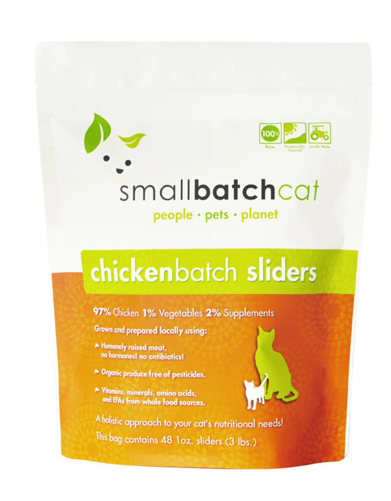 Small Batch 3lb Frozen Chicken Sliders Cat Food - Image 1