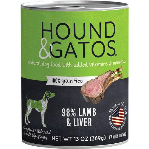 Hound & Gatos Grain Free Wet Dog Food Lamb Liver13oz can - Image 1