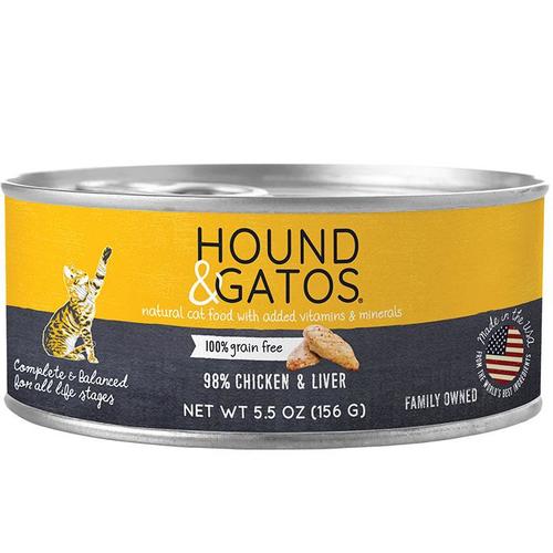 Hound & Gatos Grain Free Wet Cat Food Chicken Liver 5.5oz can - Image 1