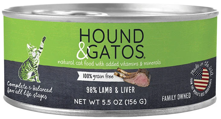 Hound & Gatos Grain Free Wet Cat Food Lamb 5.5oz can - Image 1
