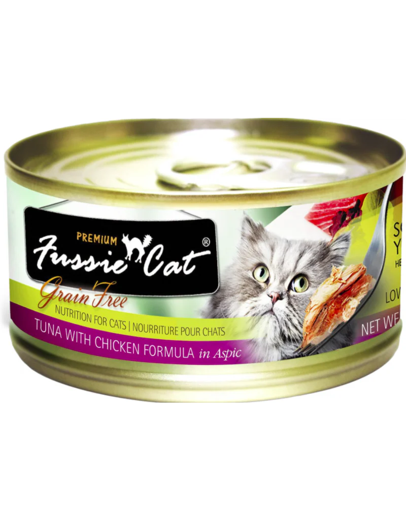 Fussie Cat 5.5 oz Grain Free Tuna with Chicken Cat Food - Image 1