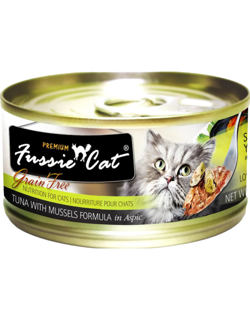 Fussie Cat 5.5 oz Grain Free Tuna Mussels Cat Food - Image 1