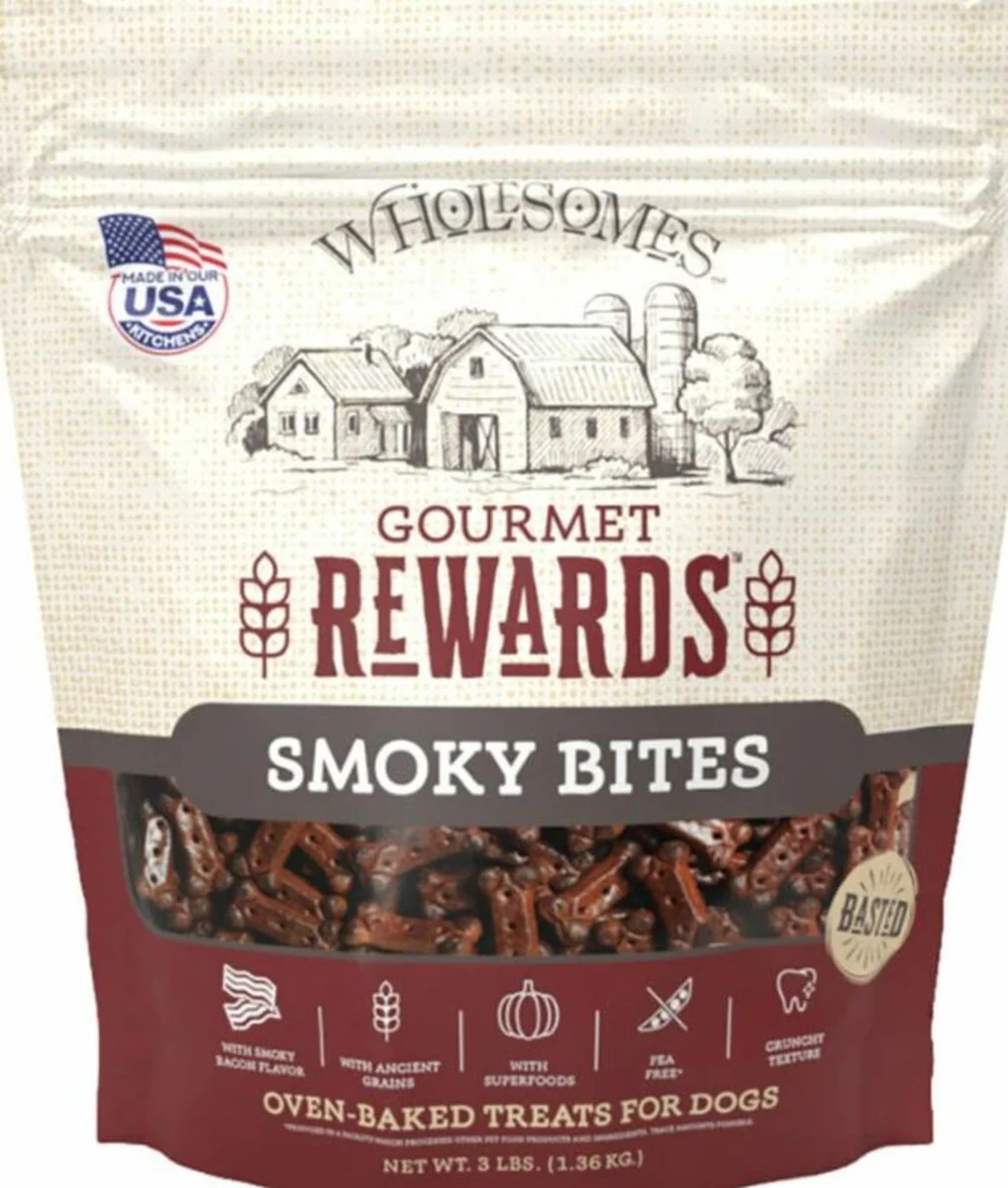 Wholesome 3 lbs Rewards Gourmet Rewards Smokey Bites Dog Biscuits - Image 1