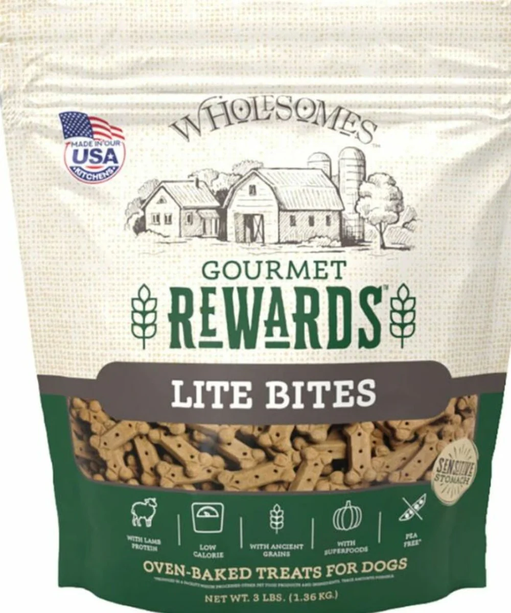 Wholesome 3 lbs Gourmet Rewards Lite Bites Dog Biscuits, Lamb - Image 1