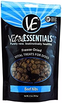 Vital Essentials Freeze-Dried Beef Nibs Grain Free Limited Ingredient Dog Treats, 2.5 Oz - Image 1