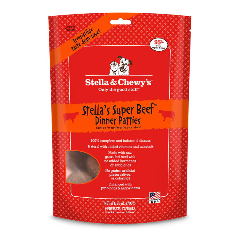 Stella & Chewy’s Super Beef Dinner Patties Grain-Free Freeze-Dried Dry Dog Food, 25 oz