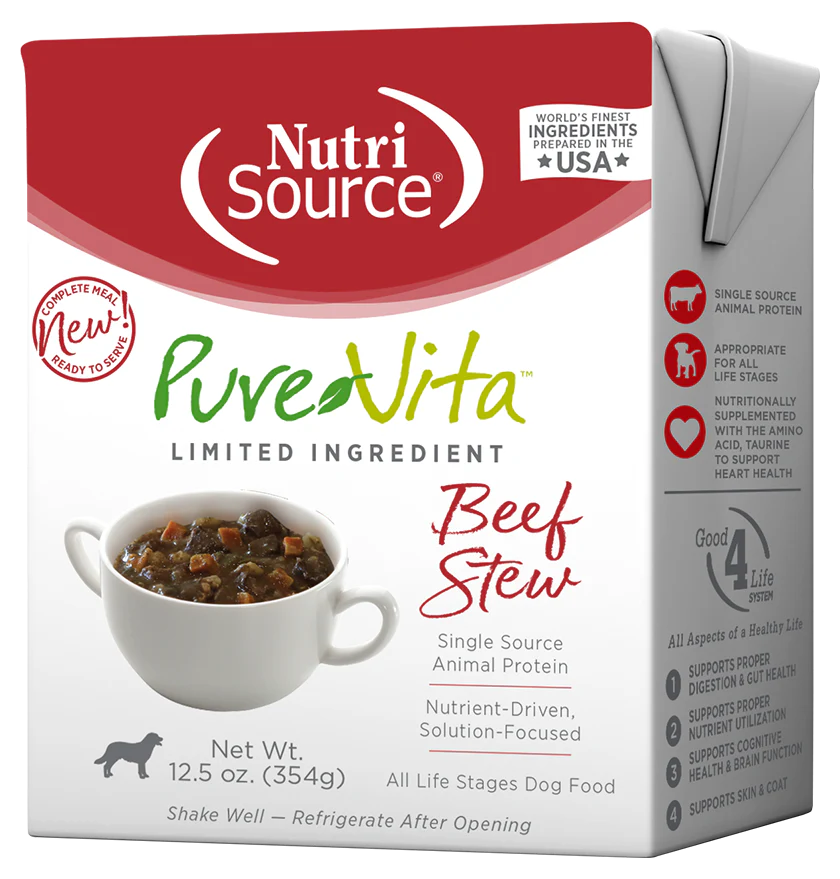 Pure Vita Wet Dog Food 12.5oz Grain Free Beef Stew - Image 1