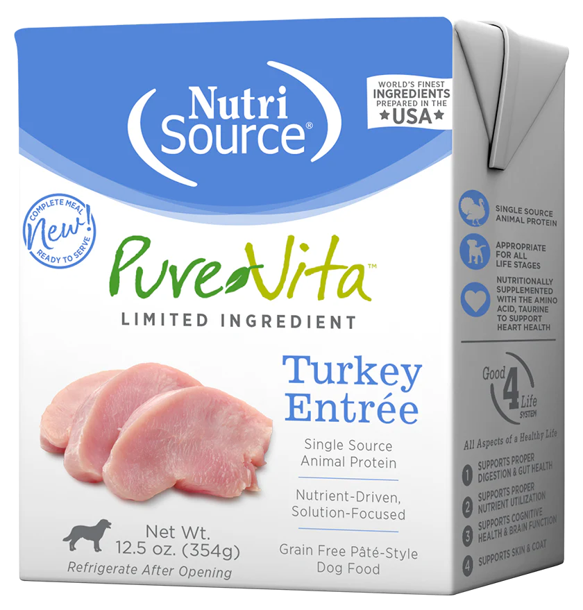 Pure Vita Wet Dog Food 12.5oz Grain Free Turkey Pate - Image 1