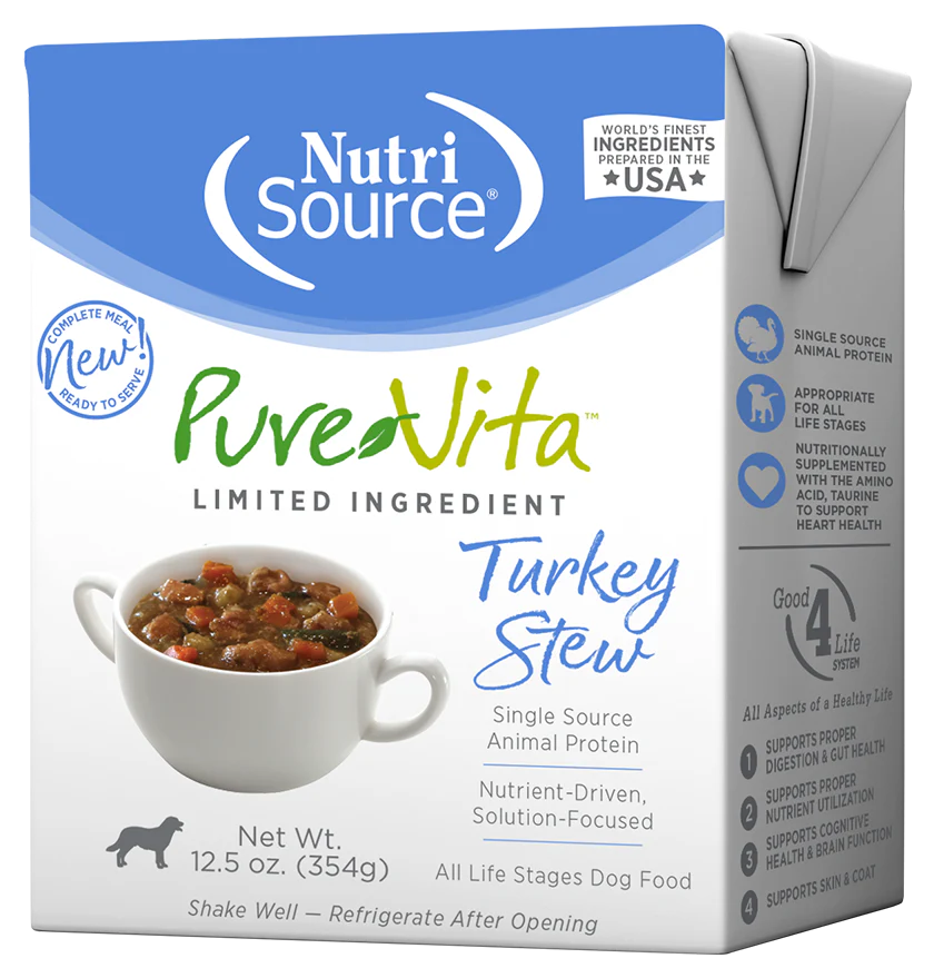 Pure Vita Wet Dog Food 12.5oz Grain Free Turkey Stew - Image 1