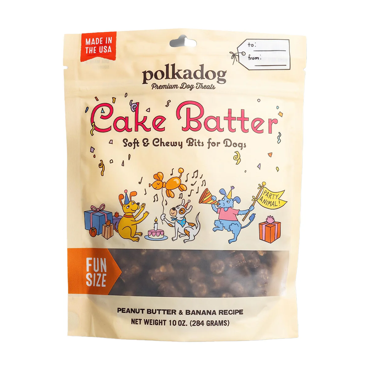 Polkadog Cake Batter Soft & Chewy Dog Treats, Peanut Butter & Banana Recipe, 10oz - Image 1