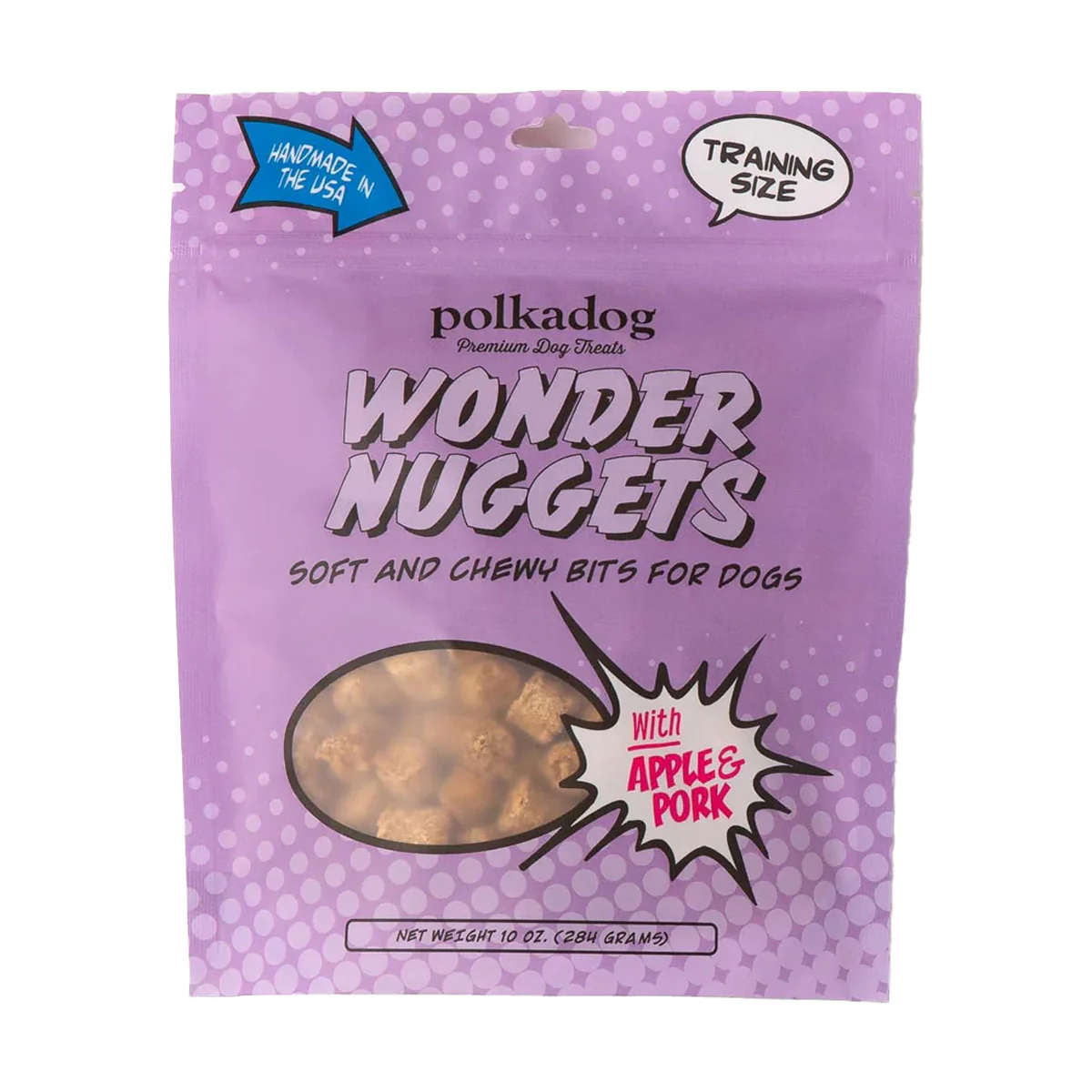 Polkadog Wonder Nuggets Soft & Chewy Dog Treats, Apple & Pork, 12oz - Image 1
