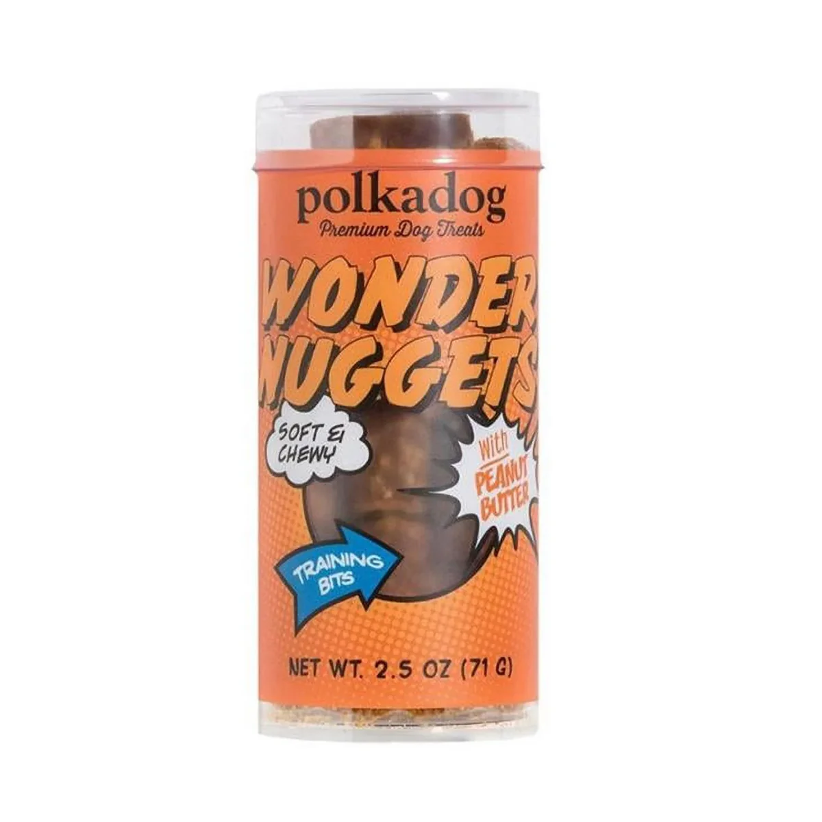 Polkadog Wonder Nuggets Soft & Chewy Dog Treats, Peanut Butter, 2.5oz Mini Tube - Image 1