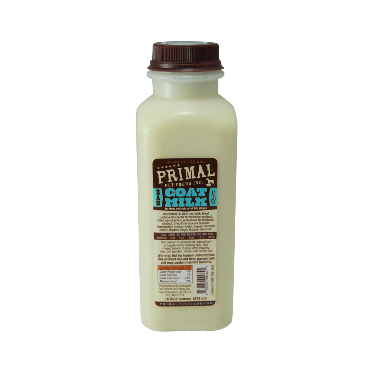 Primal Frozen Raw Goat Milk Bottle, 16fl oz - Image 1