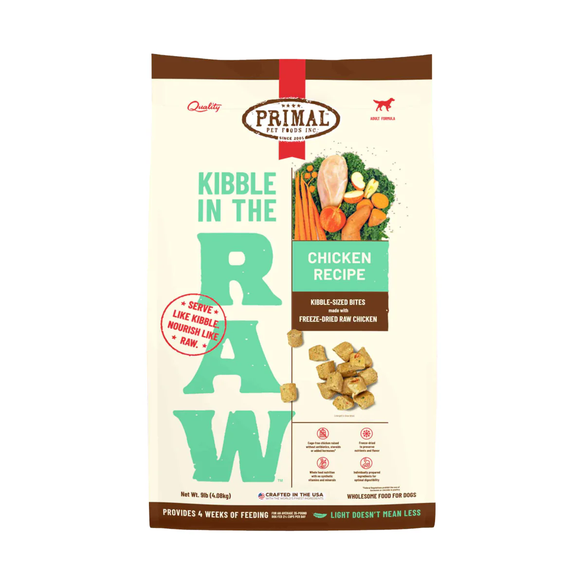 Primal Kibble in the Raw Freeze Dried Dog Food Chicken Formula, 9lb Bag - Image 1