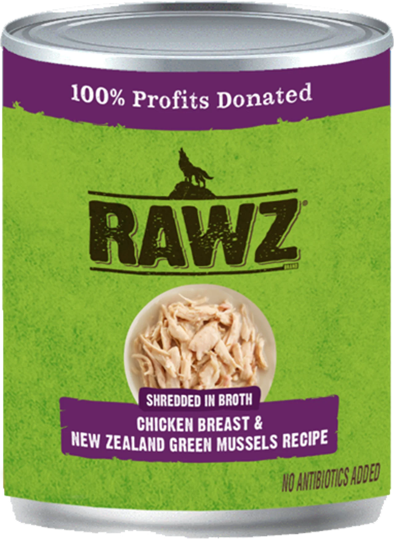 Rawz Shreddded Chicken, New Zealand Green Mussel Dog Food 10oz - Image 1