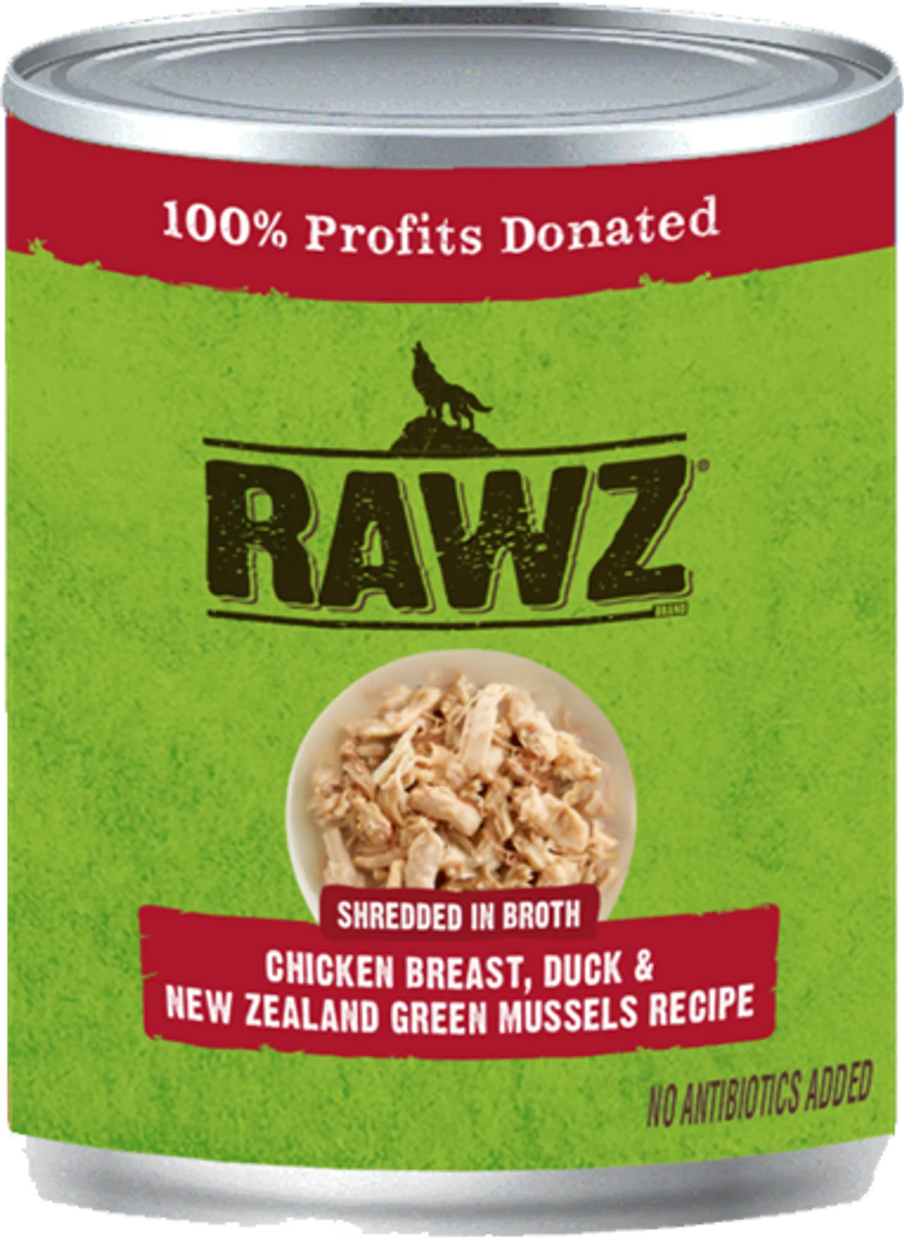 Rawz Shreddded Chicken, Duck, New Zealand Green Mussel Dog Food 10oz - Image 1