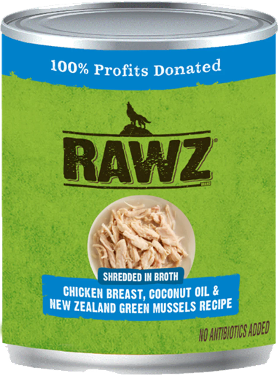 Rawz Shreddded Chicken, Coconut Oil New Zealand Green Mussel Dog Food 10oz - Image 1