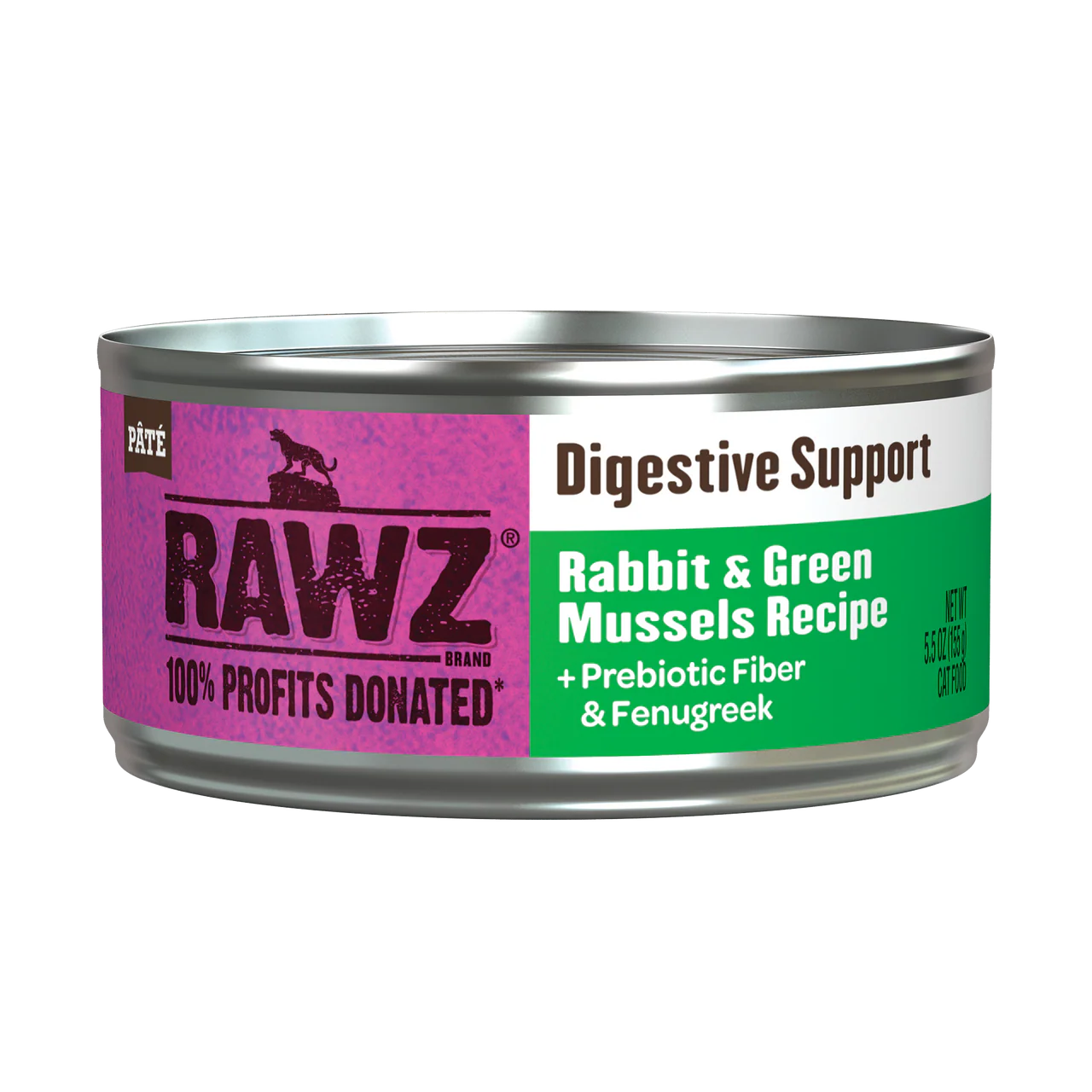 Rawz Digestive Support & Rabbit Green Mussel Cat Canned 5.5oz - Image 1
