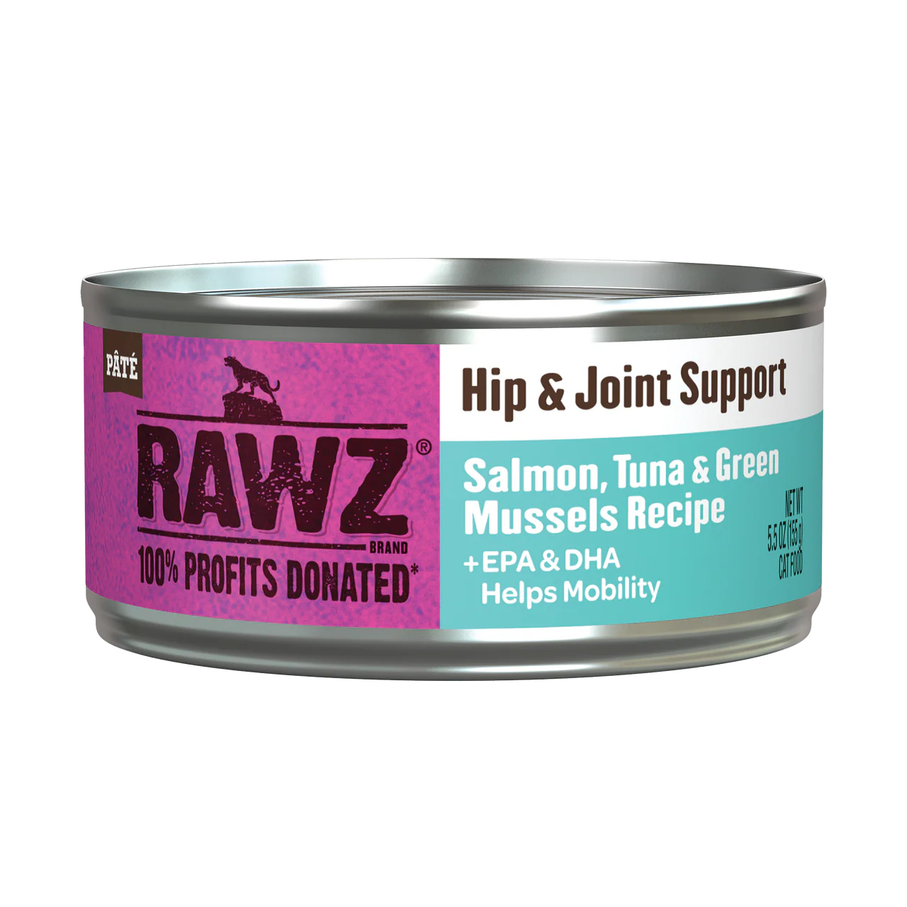 Rawz Hip & Joint Salmo, Tuna & Green Mussels Cat Canned 5.5oz - Image 1