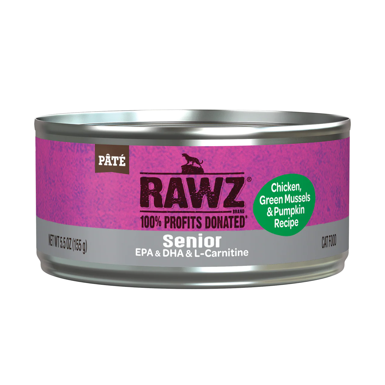 Rawz Chicken ,Green Mussels & Pumpkin Senior Cat Canned 5.5oz - Image 1