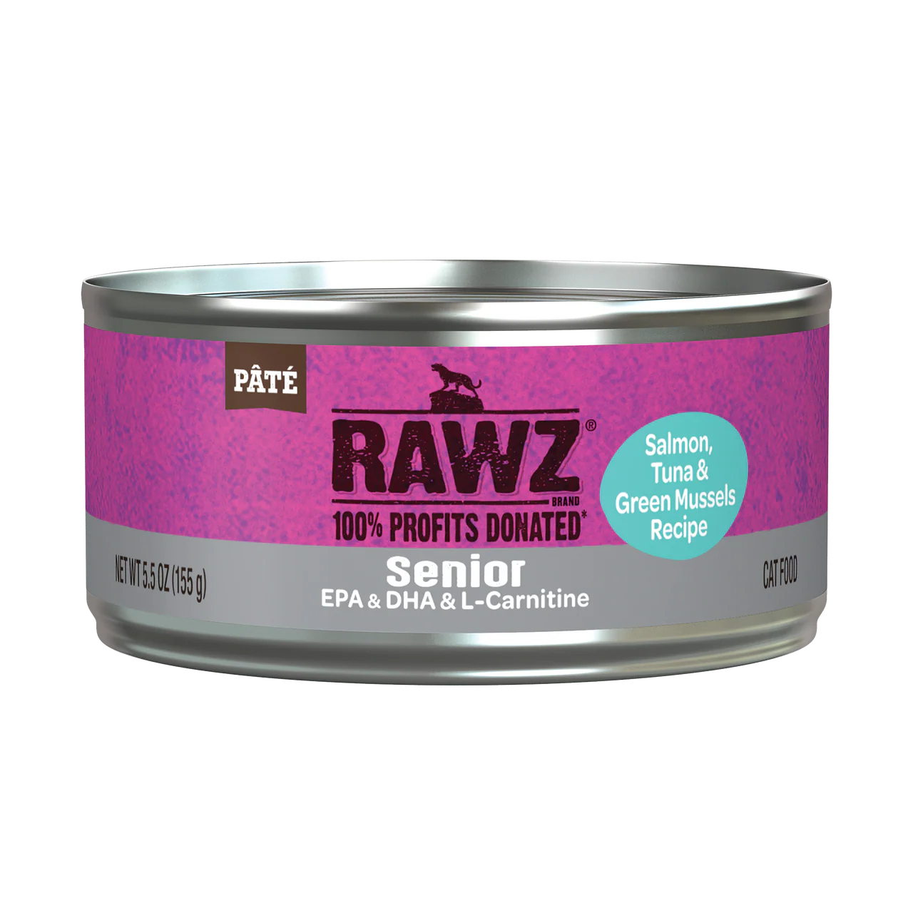 Rawz Salmon, Tuna & Green Mussels Senior Cat Canned 5.5oz - Image 1