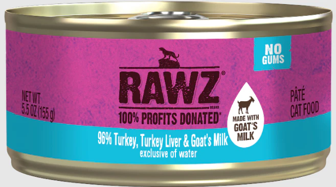 Rawz Canned Cat Food 96% Turkey Turkey Liver & Goats Milk Pate 5.5oz - Image 1