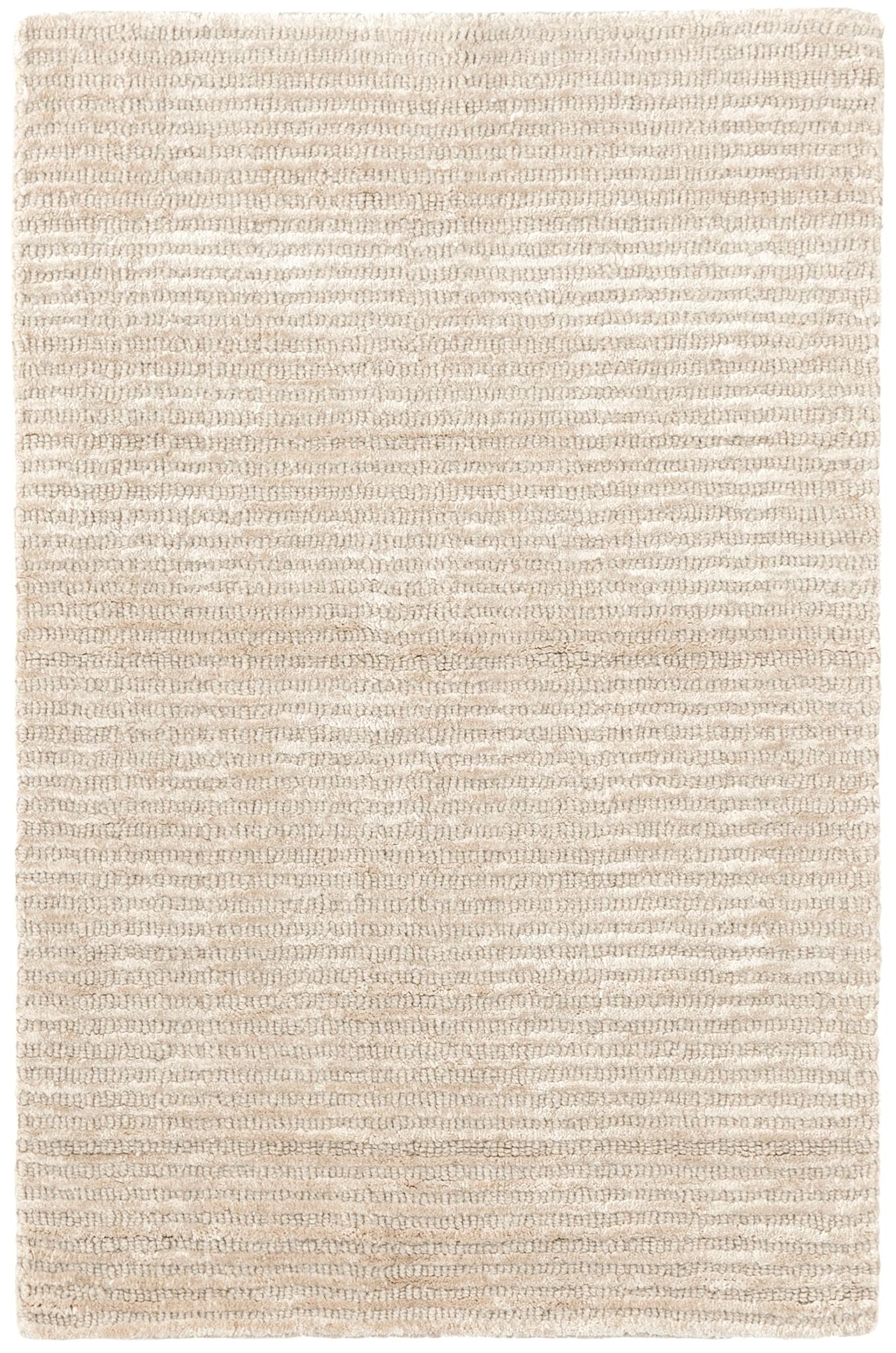 Cut Stripe Ivory Hand Knotted Viscose/Wool Rug - Image 1