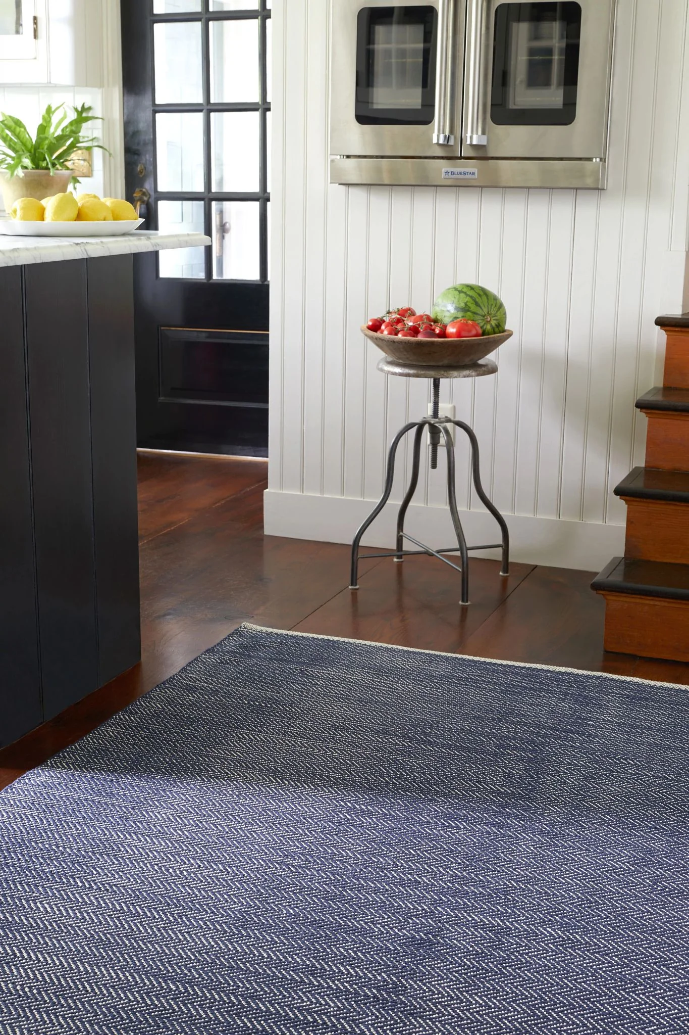 Herringbone Indigo Handwoven Cotton Rug - Image 3
