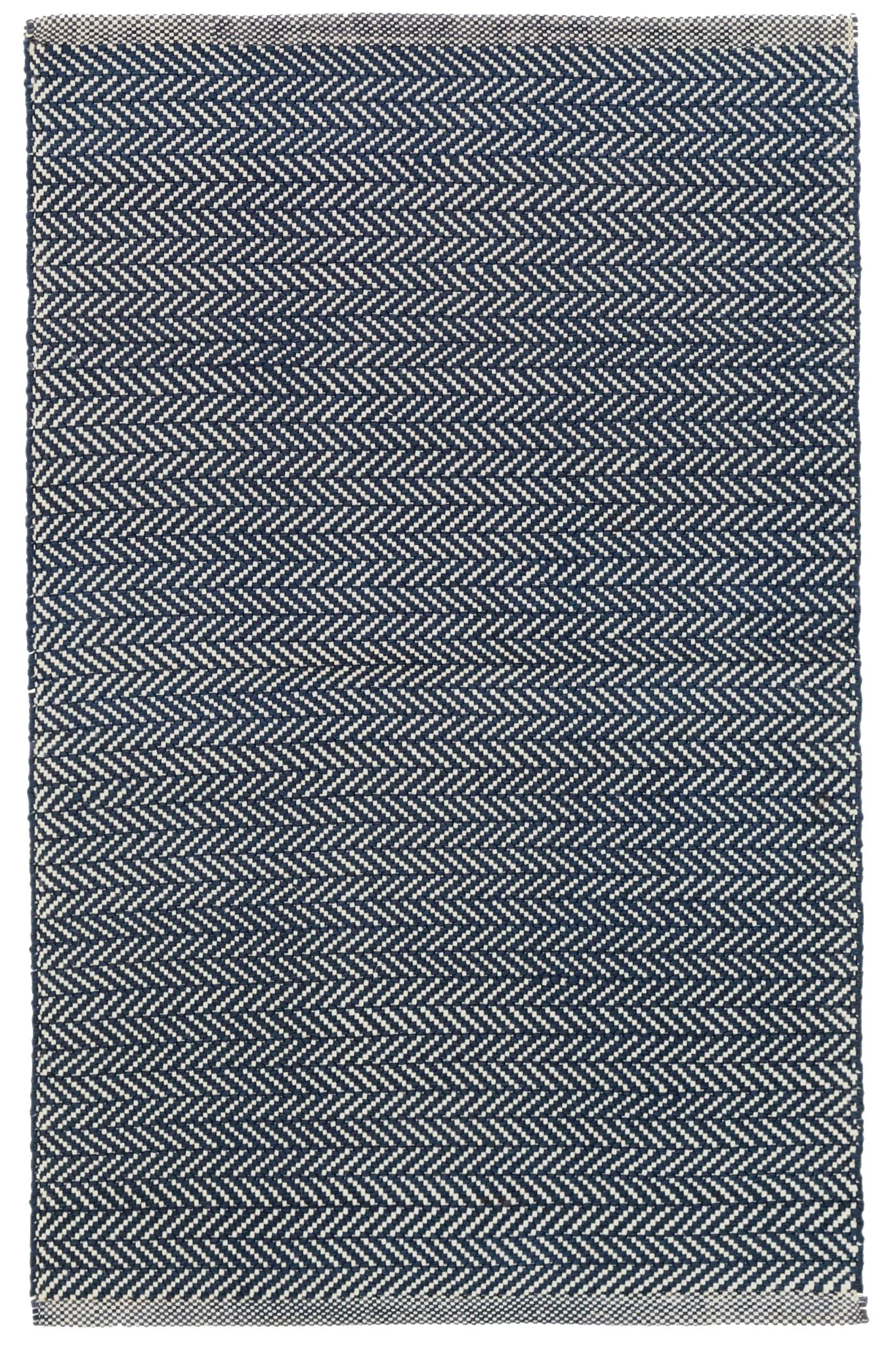 Herringbone Indigo Handwoven Cotton Rug - Image 1