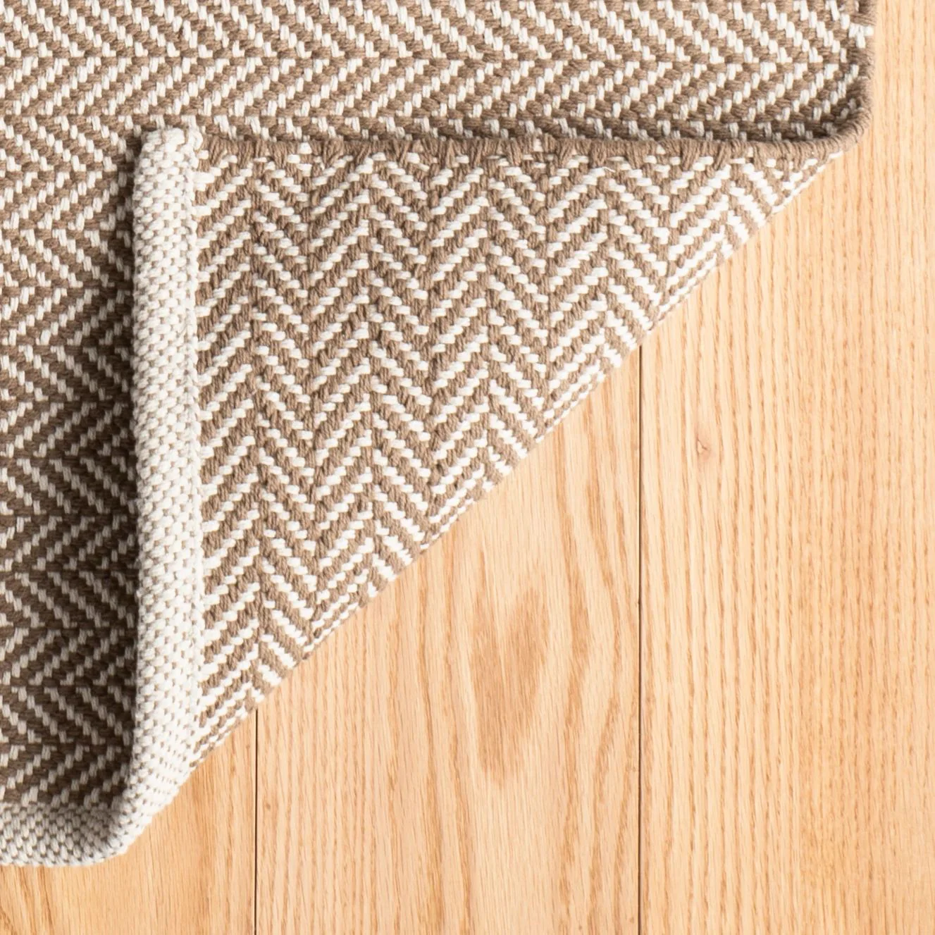 Herringbone Stone Handwoven Cotton Rug - Image 3