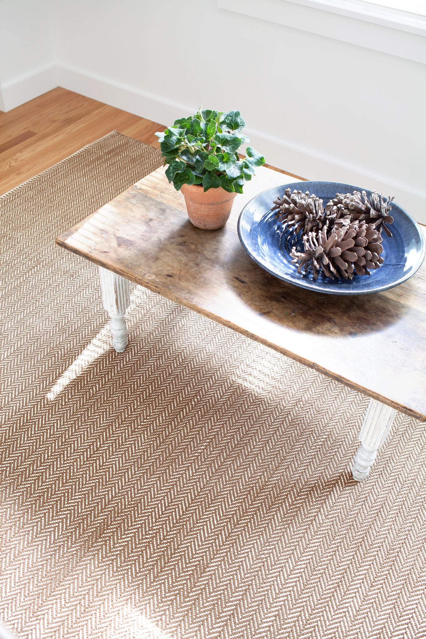 Herringbone Stone Handwoven Cotton Rug - Image 2