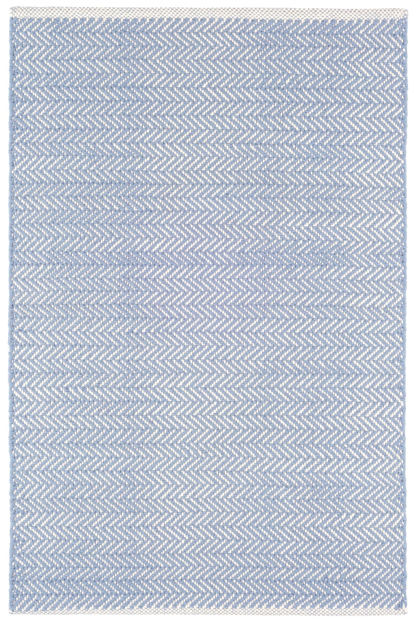Herringbone Swedish Blue Handwoven Cotton Rug - Image 1