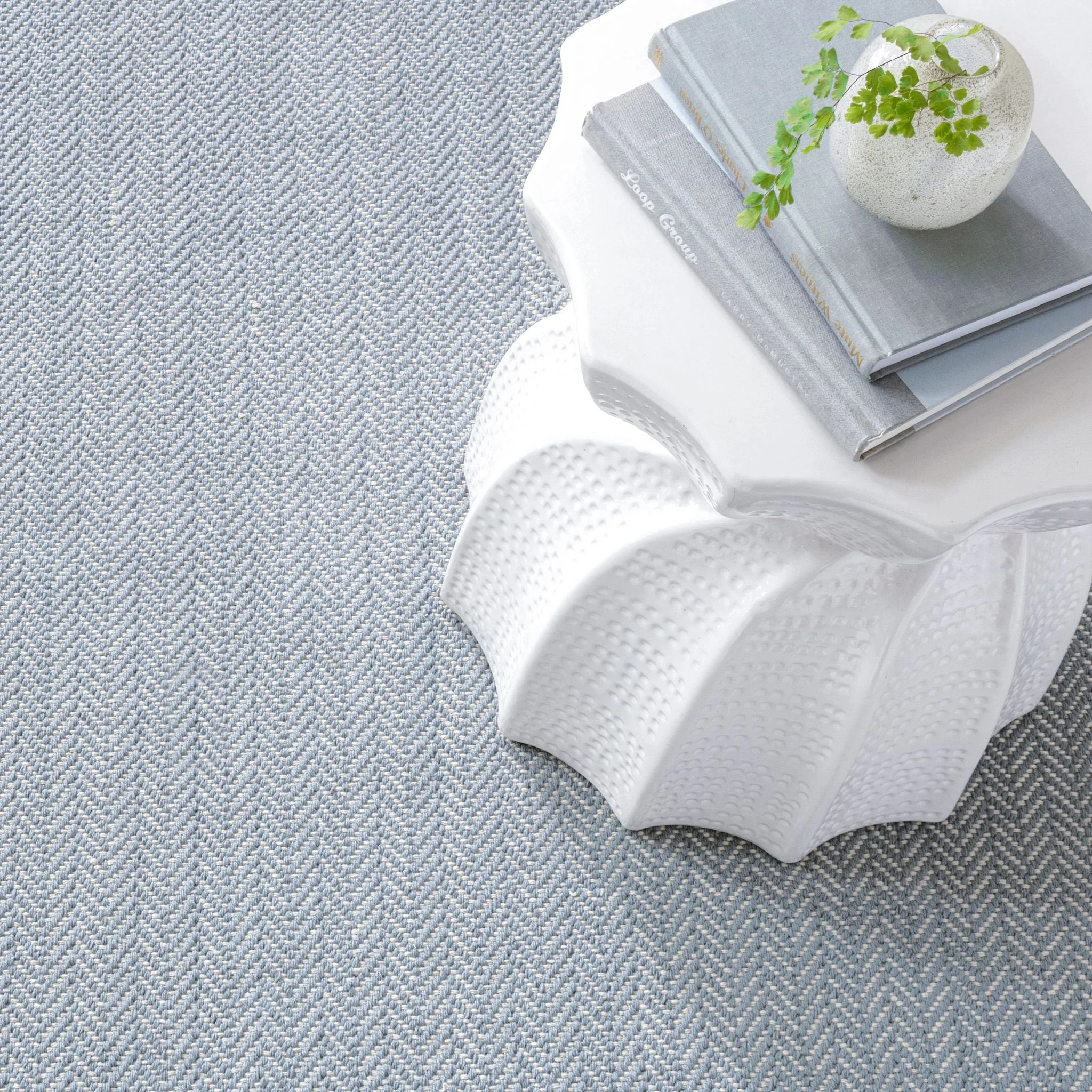 Herringbone Swedish Blue Handwoven Cotton Rug - Image 2