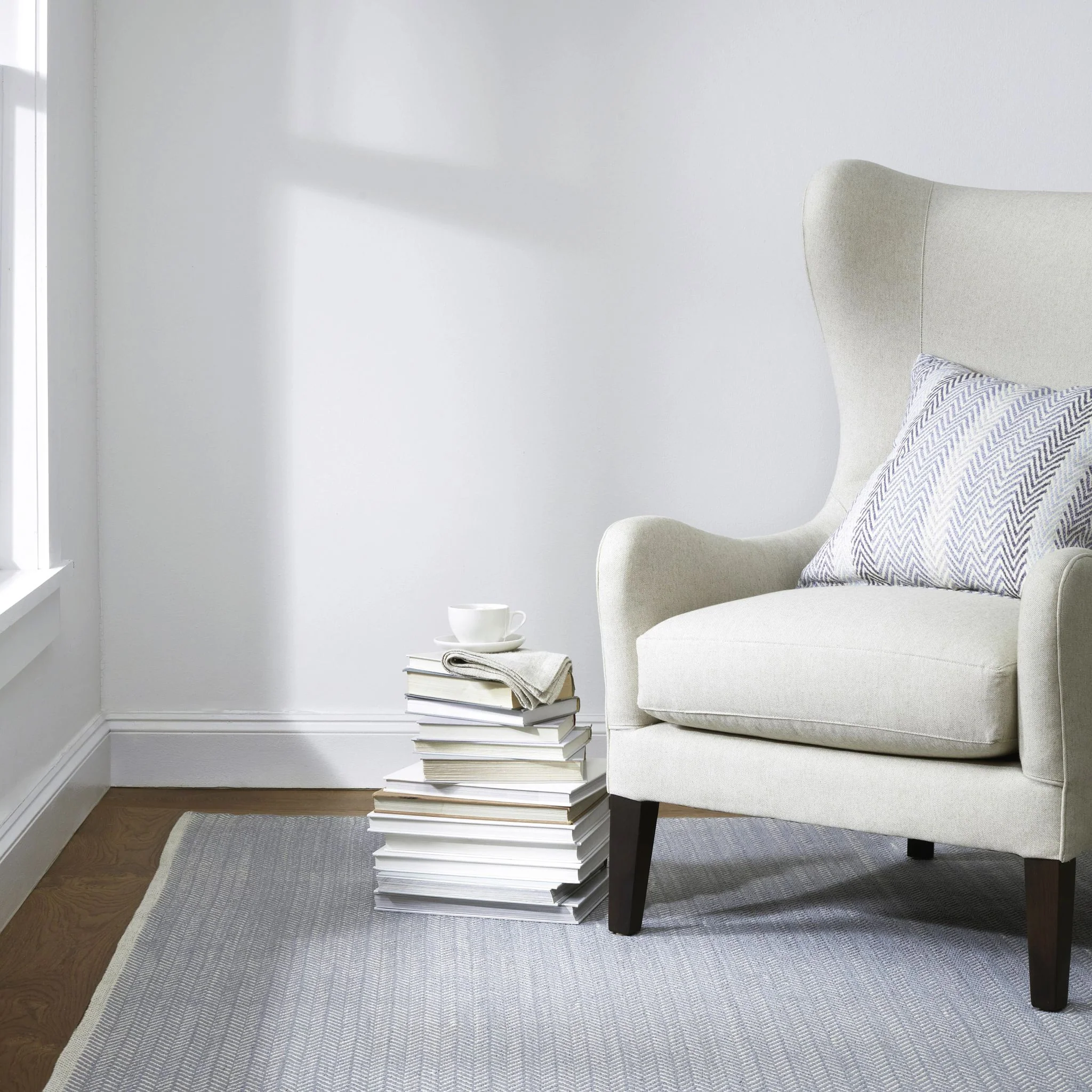 Herringbone Swedish Blue Handwoven Cotton Rug - Image 3