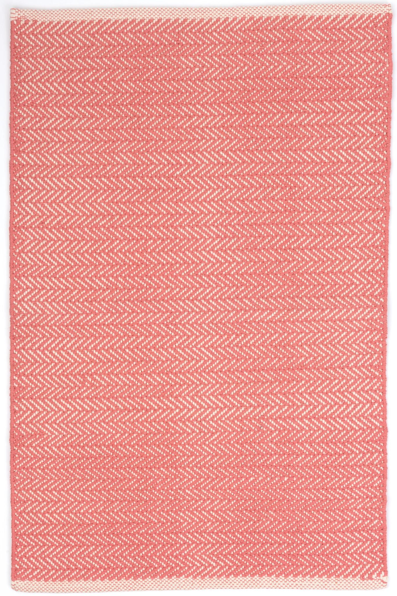 Herringbone Coral Handwoven Cotton Rug - Image 1