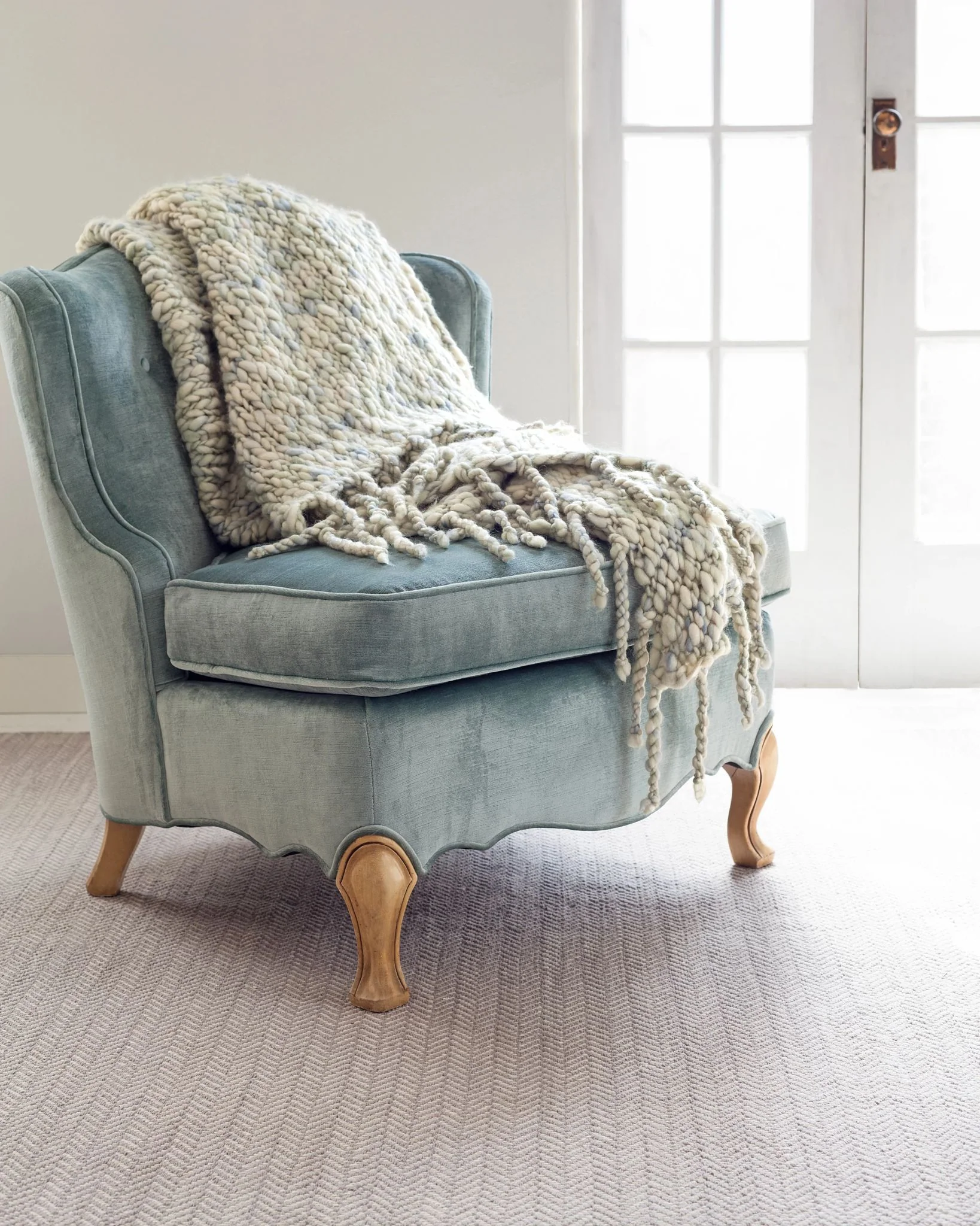 Herringbone Dove Grey Handwoven Cotton Rug - Image 3
