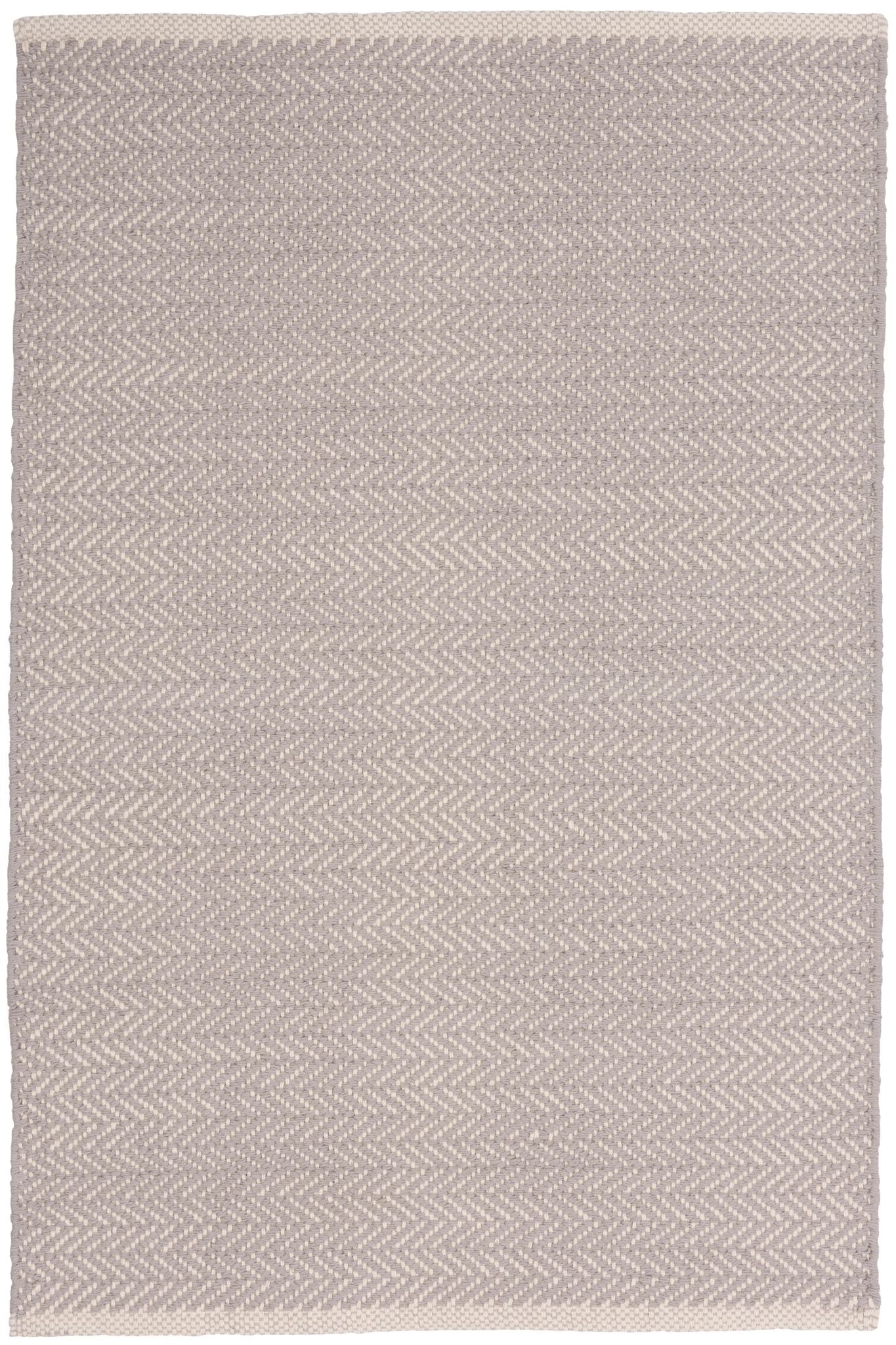 Herringbone Dove Grey Handwoven Cotton Rug - Image 1