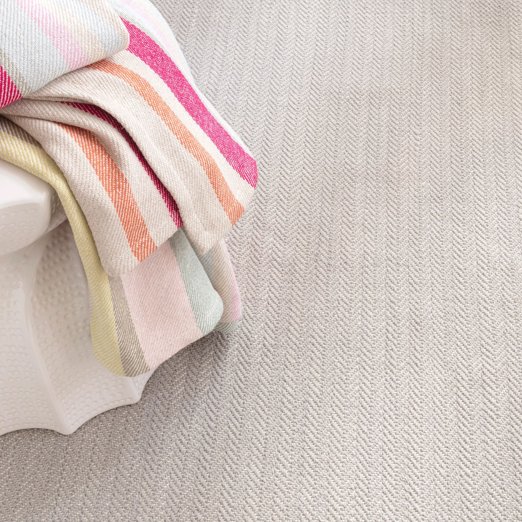 Herringbone Dove Grey Handwoven Cotton Rug - Image 2