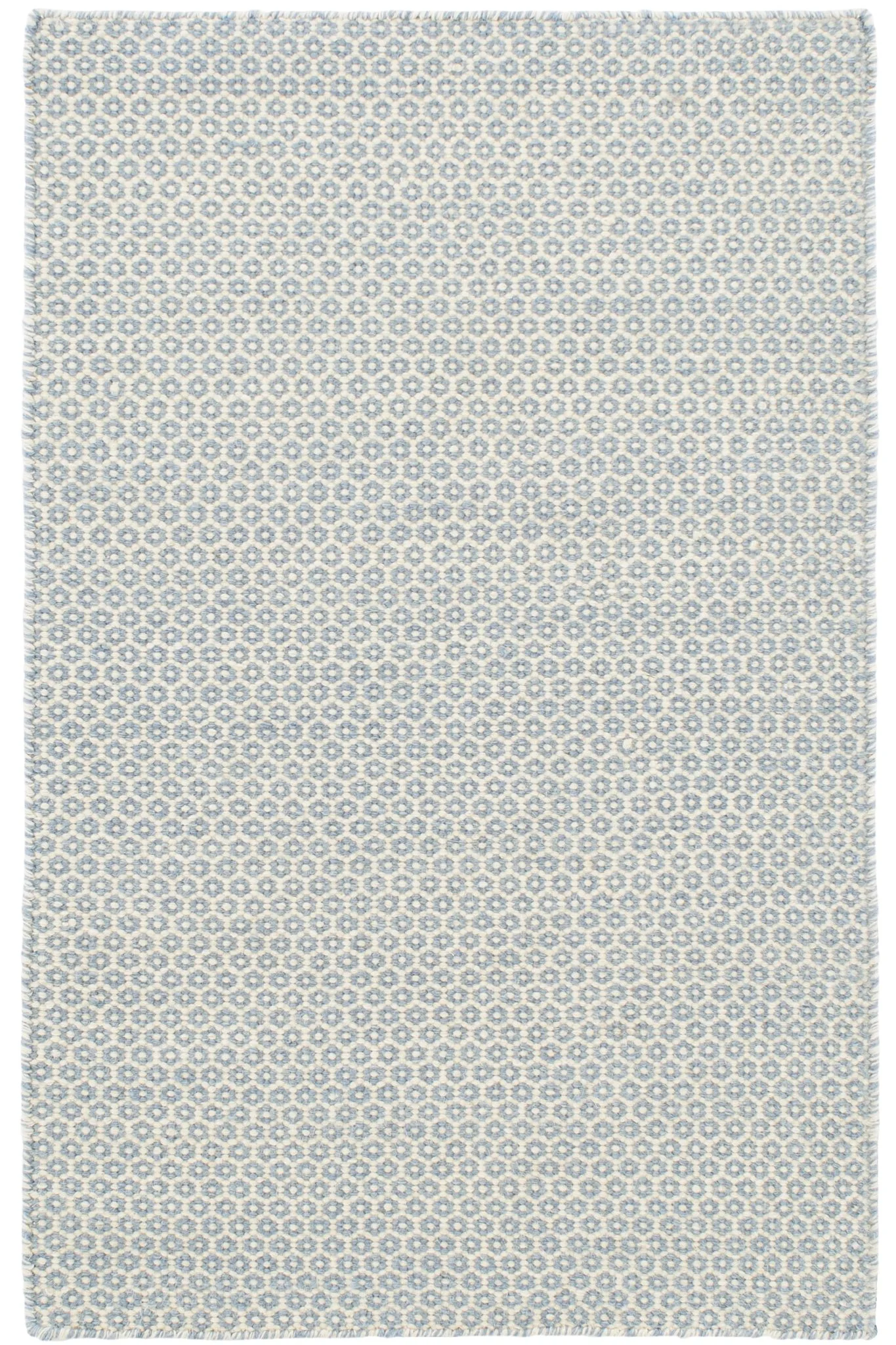 Honeycomb French Blue/Ivory Handwoven Wool Rug - Image 1