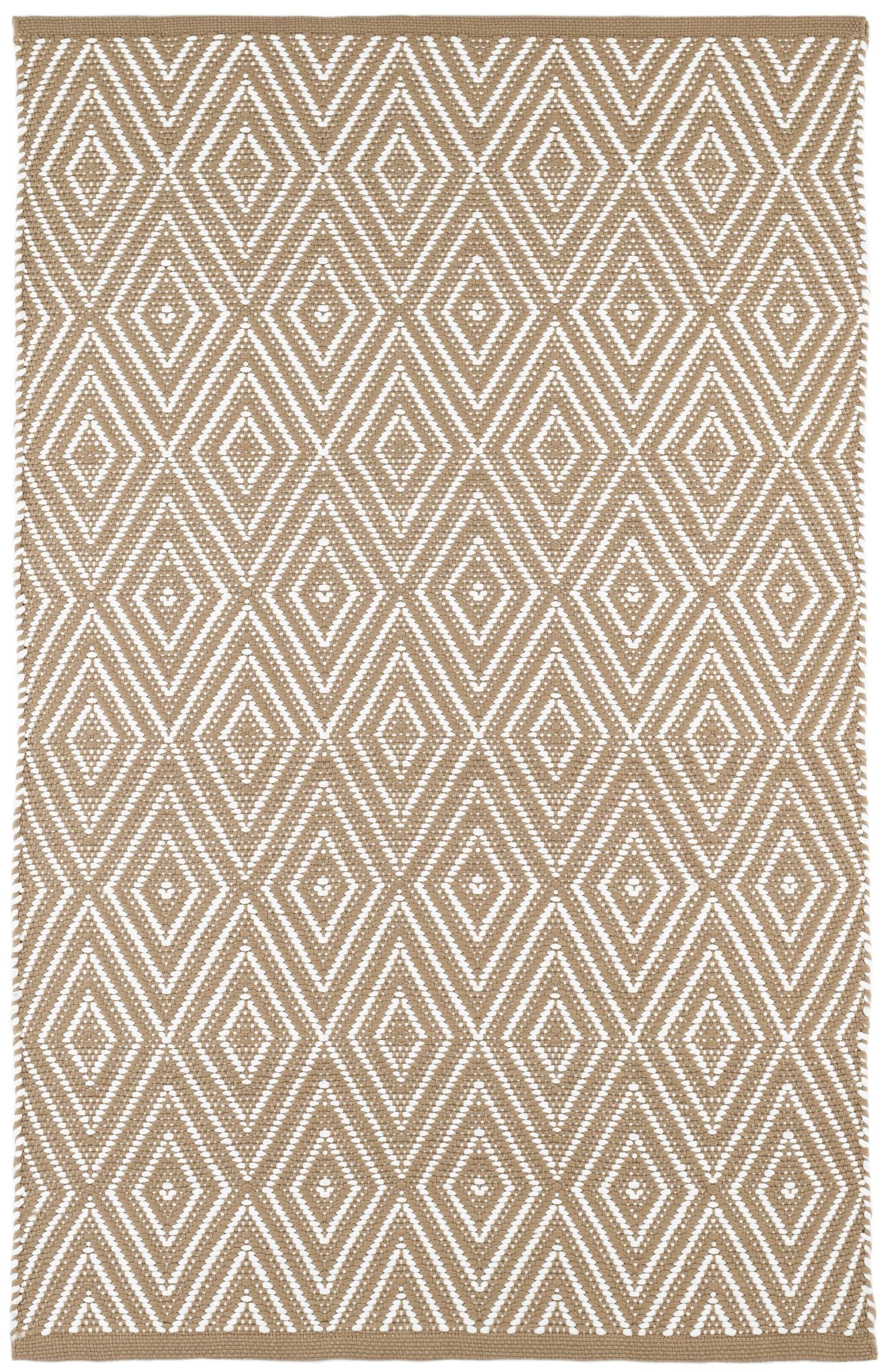 Diamond Khaki/White Handwoven Indoor/Outdoor Rug - Image 1