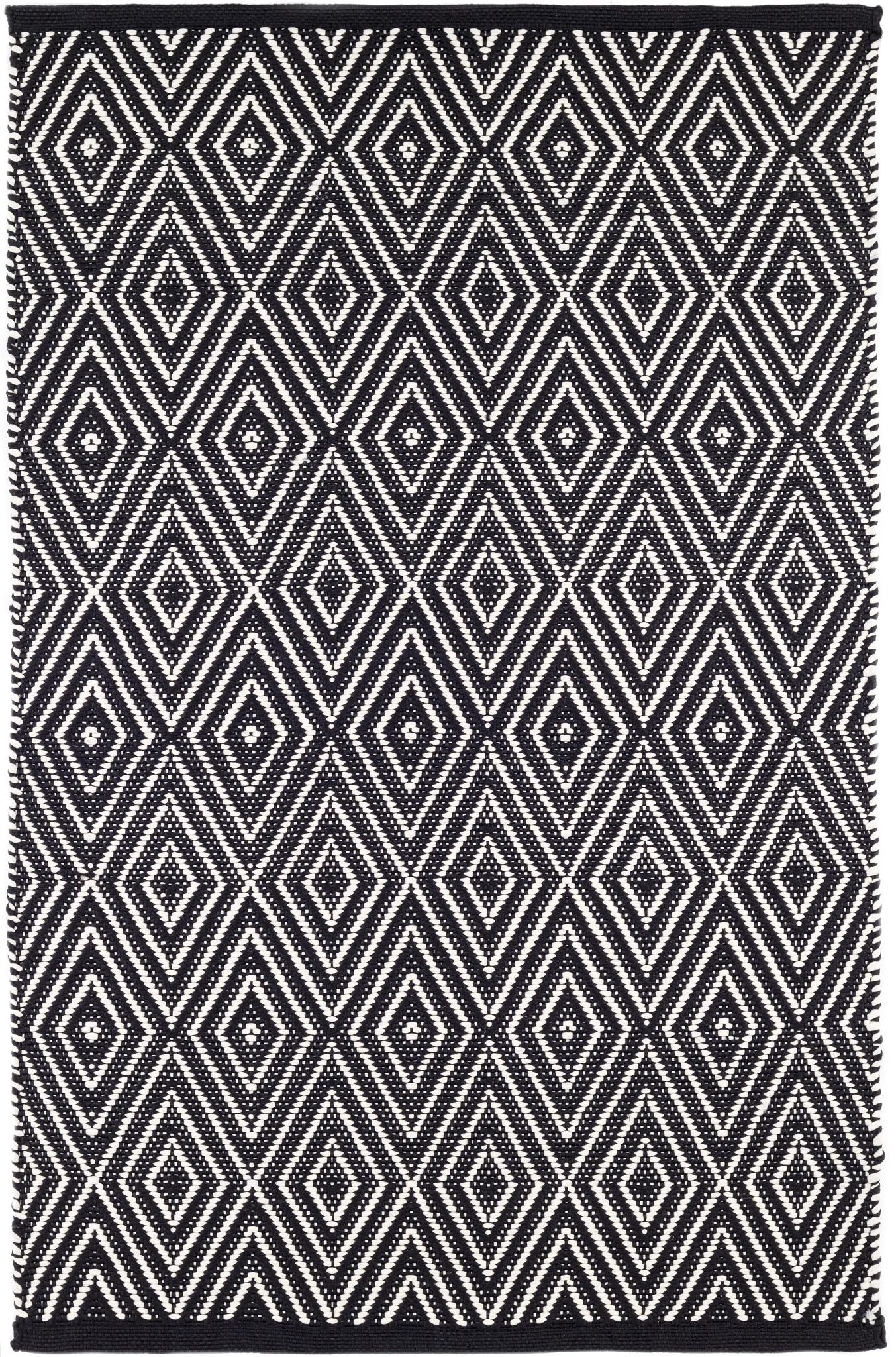 Diamond Black/Ivory Handwoven Indoor/Outdoor Rug - Image 1